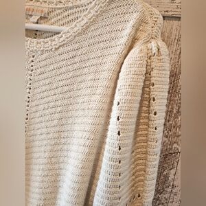 Knox Rose Women's Long-Sleeved Sweater Size XL "Natural" Open-Knit Pullover
